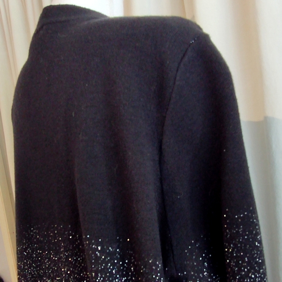 Black Metallic Silver Shimmer Long Cardigan Star Dust Ombre Sparkle - Picture 8 of 13